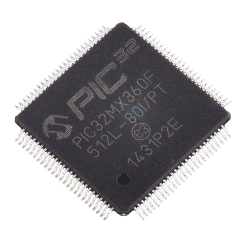 1 pcs - Microchip PIC32MX360F512L-80I/PT, 32bit PIC Microcontroller, PIC32MX, 80MHz, 12 kB, 512 kB Flash, 100-Pin TQFP