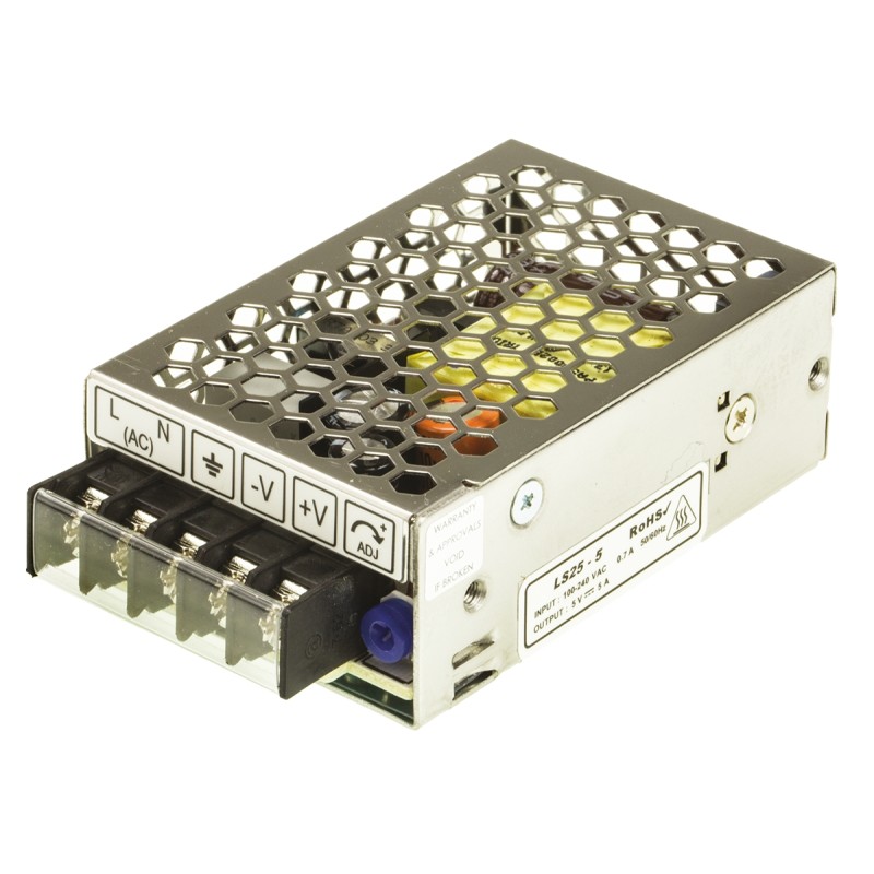 1 pcs - TDK-Lambda Switching Power Supply, LS25-5, 5V dc, 5A, 25W, 1 Output, 125 - 373 V dc, 88 - 264 V ac Input