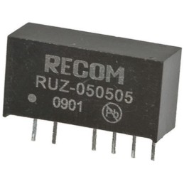 1 pcs - Recom RUZ DC-DC Converter, 5V dc/ 200mA Output, 4.5 - 5.5 V dc Input, 2W, Through Hole, +85°C Max Temp -40°C Min