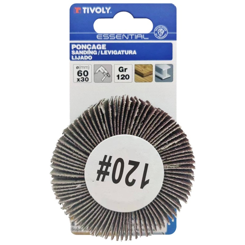 1 pcs - Tivoly XT11712 Corundum Flap Wheel, 60mm Diameter, 120 Grit