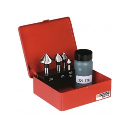 1 pcs - Facom Countersink Drill Bit Set, 10.4 mm, 15.5 mm, 20.5 mm, 25 mm Head, 90°, 4 Piece(s)