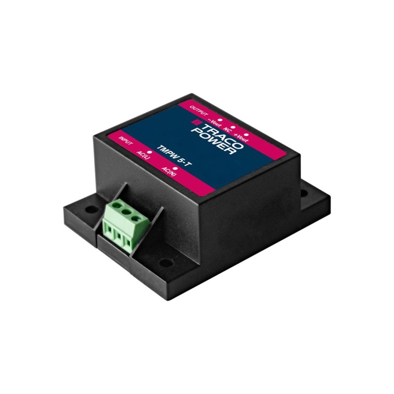 1 pcs - TRACOPOWER AC-DC Power Supply, TMPW 5-105-T, 5V dc, 1A, 5W, 1 Output, 90 - 305V ac Input Voltage