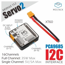 1 pcs - M5Stack SERVO2 Module 16 Channels - 13.2 Motor Driver for PCS9685, SY8368AQQC for M5 Core, M5StickC, M5StickV