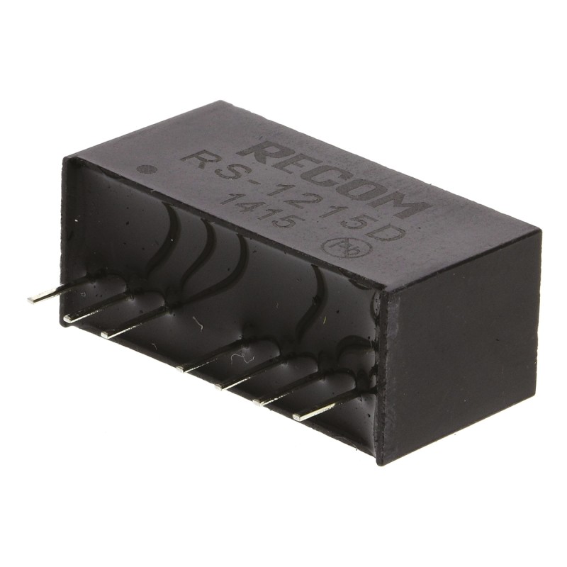 1 pcs - Recom RS DC-DC Converter, ±15V dc/ ±67mA Output, 9 - 18 V dc Input, 2W, Through Hole, +85°C Max Temp -40°C Min