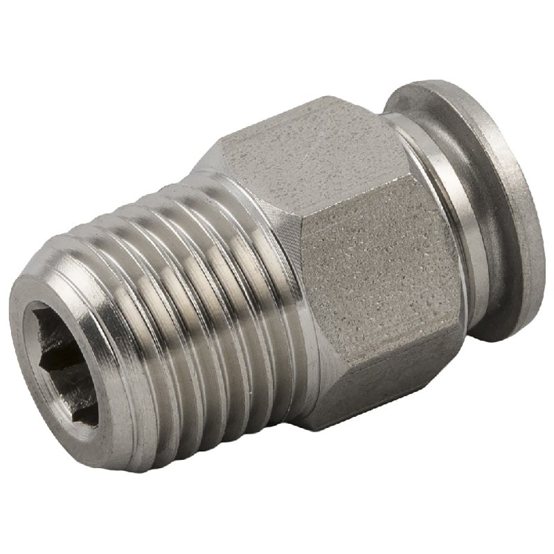 10 pcs - RS PRO Push-in Fitting, R 1/4 Male to Push In 8 mm, Threaded-to-Tube Connection Style