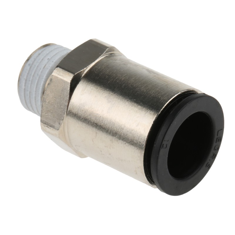 2 pcs - Legris LF3000 Series Straight Threaded Adaptor, R 1/4 Male to Push In 12 mm, Threaded-to-Tube Connection Style