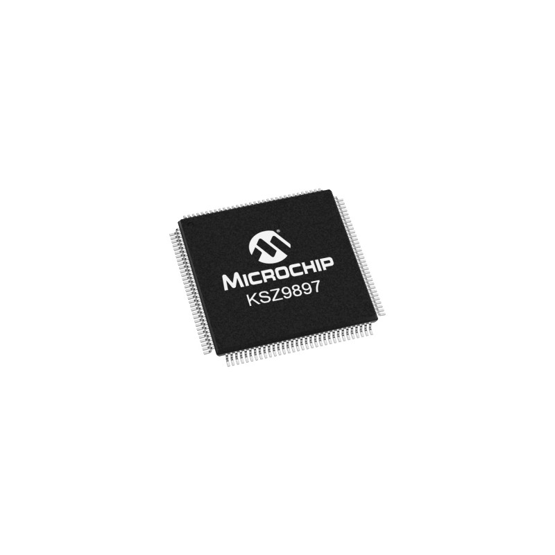 1 pcs - Microchip KSZ9897RTXC, Ethernet Switch IC, 10Mbps, 1.8 V, 2.5 V, 3.3 V, 128-Pin TQFP-EP