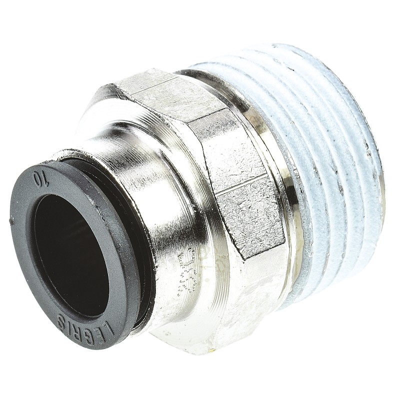 2 pcs - Legris LF3000 Series Straight Threaded Adaptor, R 1/2 Male to Push In 10 mm, Threaded-to-Tube Connection Style
