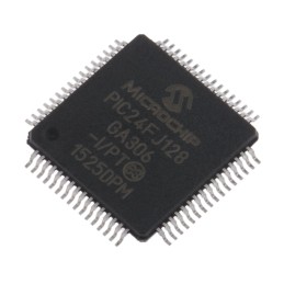 1 pcs - Microchip PIC24FJ128GA306-I/PT, 16bit PIC Microcontroller, PIC24FJ, 32MHz, 128 kB Flash, 64-Pin TQFP