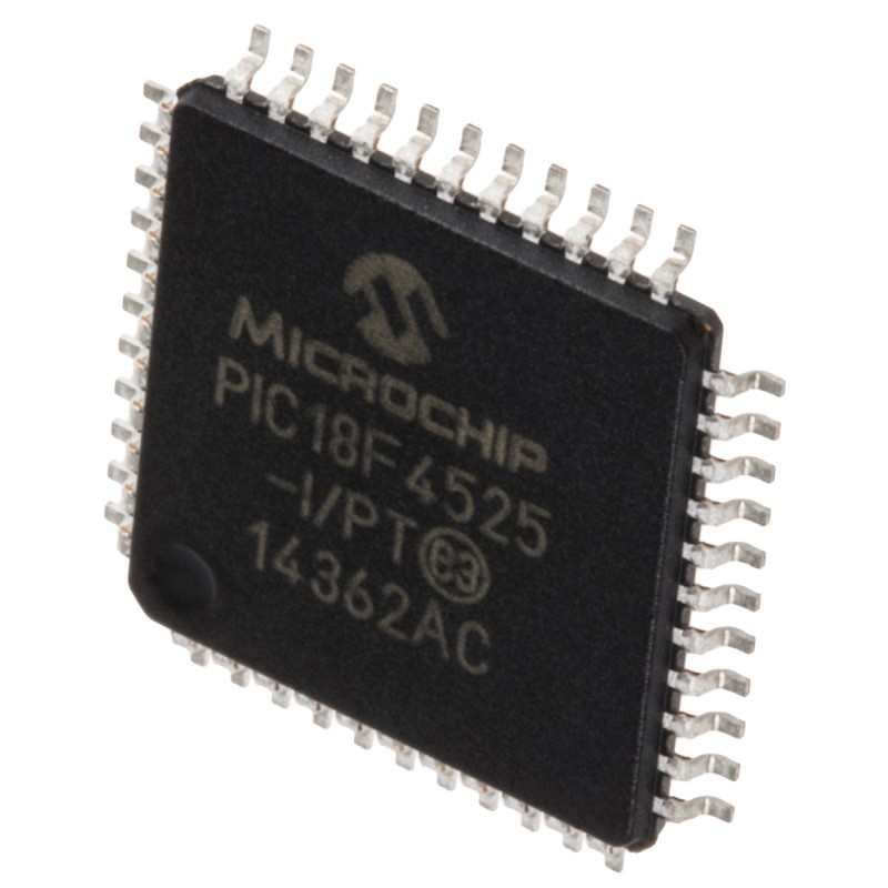 1 pcs - Microchip PIC18F4525-I/PT, 8bit PIC Microcontroller, PIC18F, 40MHz, 1.024 kB, 48 kB Flash, 44-Pin TQFP