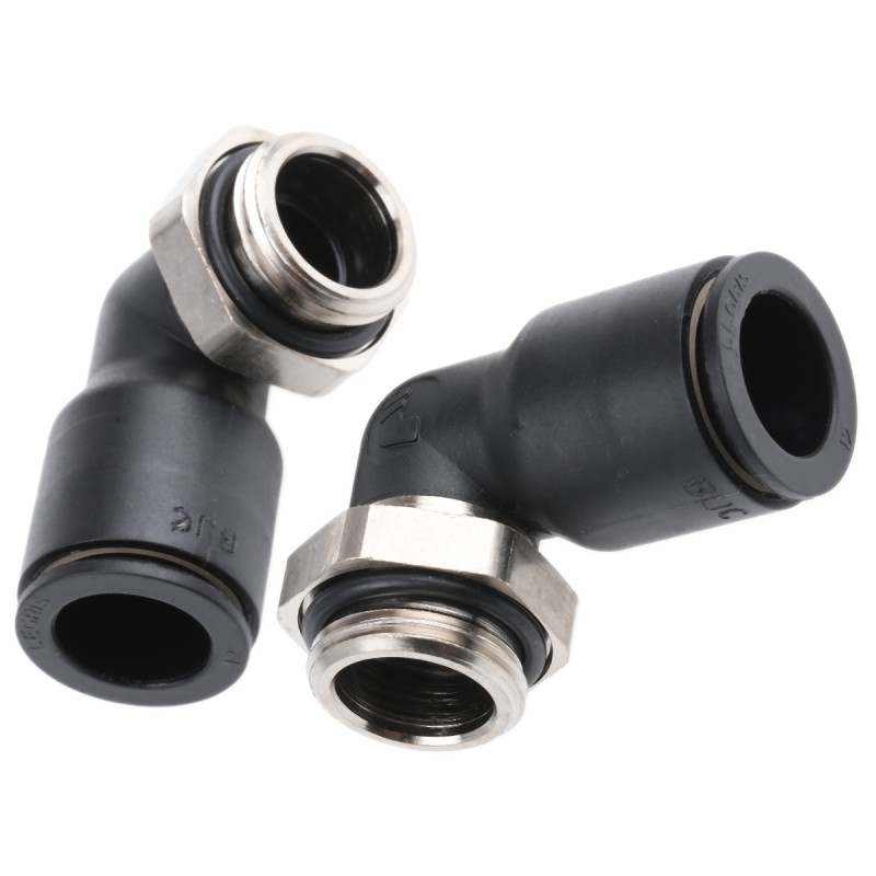 2 pcs - Legris LF3000 Series Elbow Threaded Adaptor, G 3/8 Male to Push In 12 mm, Threaded-to-Tube Connection Style