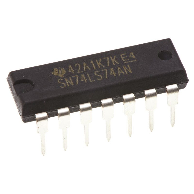 1 pcs - Texas Instruments SN74LS74AN Dual D Type Flip Flop IC, 14-Pin PDIP