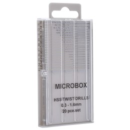 1 pcs - RS PRO 20-Piece Twist Drill Bit Set for Multi-Material, 1.6mm Max, 0.3mm Min, HSS Bits
