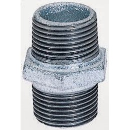 2 pcs - Georg Fischer Galvanised Malleable Iron Fitting Hexagon Nipple, Male BSPT 1-1/4in to Male BSPT 1-1/4in
