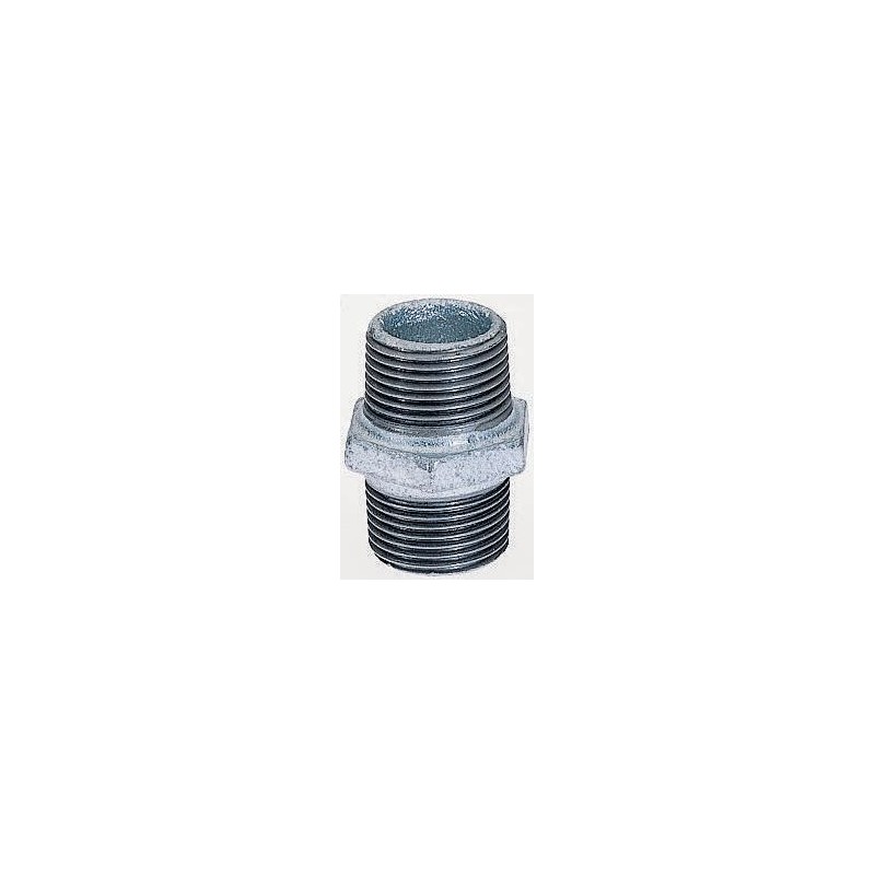 2 pcs - Georg Fischer Galvanised Malleable Iron Fitting Hexagon Nipple, Male BSPT 1-1/4in to Male BSPT 1-1/4in