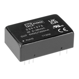 1 pcs - RS PRO Embedded Switch Mode Power Supply (SMPS), 5V dc, 1.2A, 6W, 1 Output, 9 - 36V dc Input Voltage