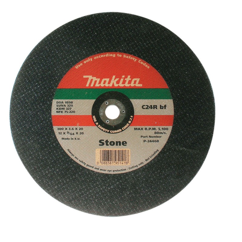 1 pcs - Makita Aluminium Oxide Cutting Disc, 300mm x 3mm Thick, Coarse Grade, P80 Grit, 1 in pack