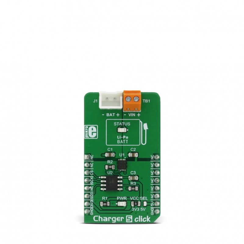 1 pcs - MikroElektronika Charger 5 Click Battery Charger for MCP 4161, MCP 73113 for Lithium-ion, Lithium-Polymer Batteries