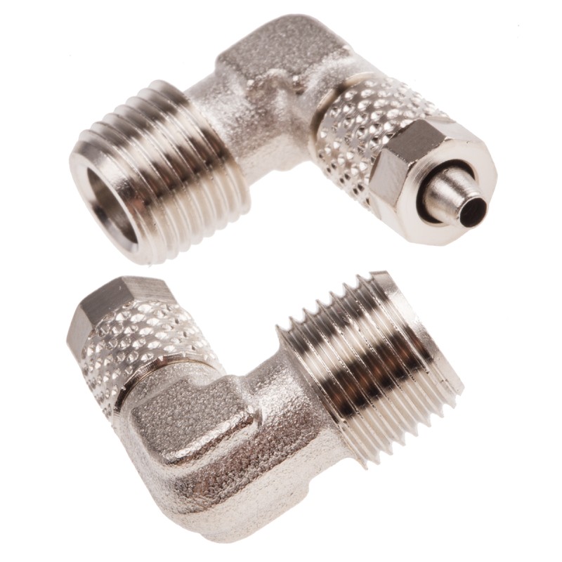 5 pcs - RS PRO Elbow Threaded Adaptor, R 1/8 Male to Push In 4 mm, Threaded-to-Tube Connection Style