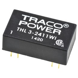 1 pcs - TRACOPOWER THL 3WI DC-DC Converter, 5V dc/ 600mA Output, 9 - 36 V dc Input, 3W, Through Hole, +85°C Max Temp