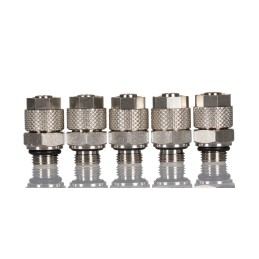 5 pcs - RS PRO Straight Threaded Adaptor, G 1/8 Male to Push In 8 mm, Threaded-to-Tube Connection Style