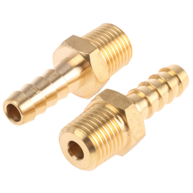2 pcs - RS PRO Hose Connector Hose Tail Adaptor, G 3/8in 1/4in ID