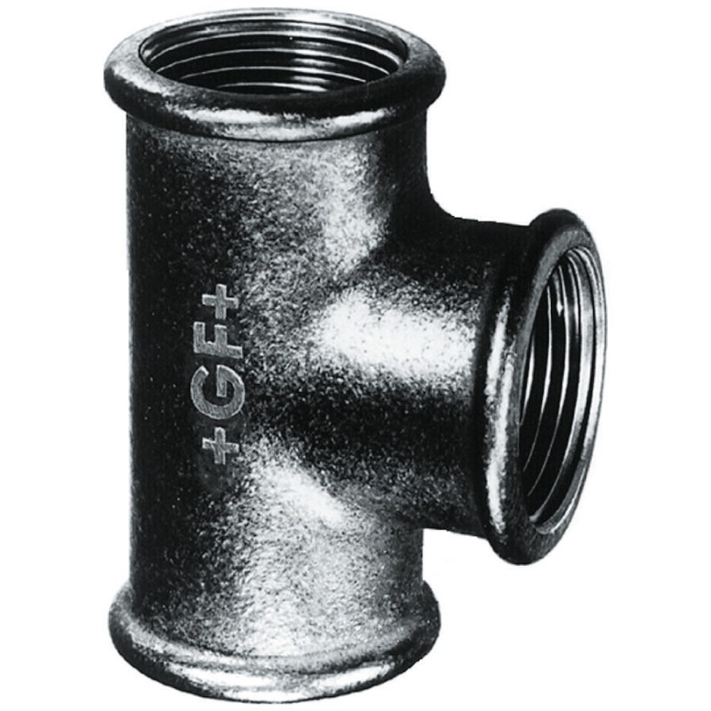 2 pcs - Georg Fischer Black Oxide Malleable Iron Fitting Tee, Female BSPP 1-1/2in to Female BSPP 1-1/2in to Female BSPP 1-1/2in