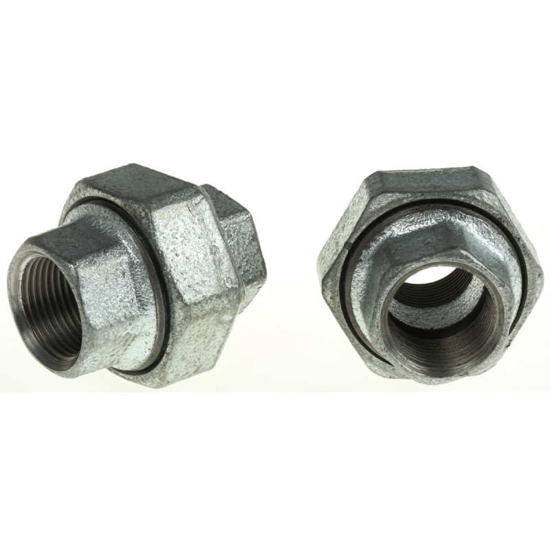 2 pcs - Georg Fischer Galvanised Malleable Iron Fitting Taper Seat Union, Female BSPP 3/4in to Female BSPP 3/4in