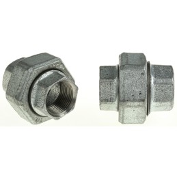2 pcs - Georg Fischer Galvanised Malleable Iron Fitting Taper Seat Union, Female BSPP 3/4in to Female BSPP 3/4in