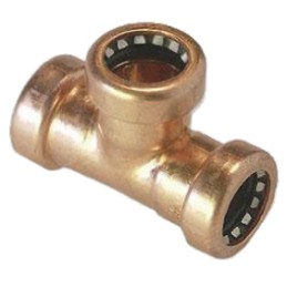 2 pcs - Copper Pipe Fitting, Push Fit 90° Equal Tee for 15mm pipe