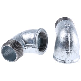 2 pcs - Georg Fischer Galvanised Malleable Iron Fitting, 90° Elbow, Male BSP 1-1/4in to Female BSP 1-1/4in