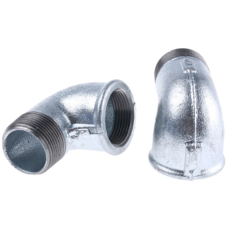 2 pcs - Georg Fischer Galvanised Malleable Iron Fitting, 90° Elbow, Male BSP 1-1/4in to Female BSP 1-1/4in