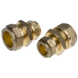 2 pcs - RS PRO Brass Compression Fitting, Straight Coupler