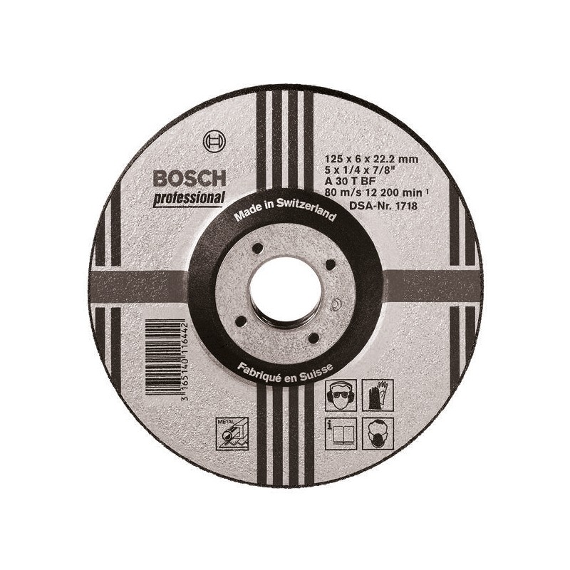 1 pcs - Bosch A30 T Expert for Metal Aluminium Oxide Grinding Wheel, 115mm Diameter, P30 Grit