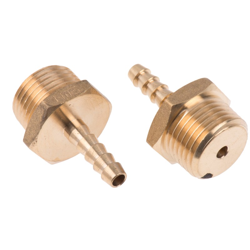 2 pcs - RS PRO Hose Connector Hose Tail Adaptor, G 1/2in 1/4in ID