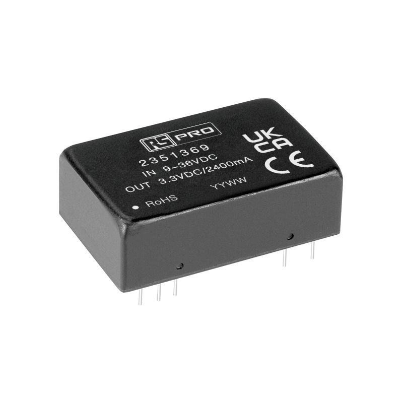 1 pcs - RS PRO Embedded Switch Mode Power Supply (SMPS), 3.3V dc, 2.4A, 10W, 1 Output, 9 - 36V dc Input Voltage