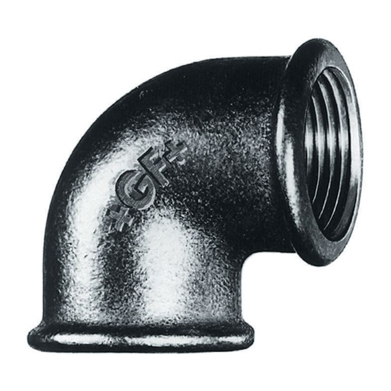 2 pcs - Georg Fischer Black Malleable Iron Fitting, 90° Elbow, Female BSPP 2in to Female BSPP 2in