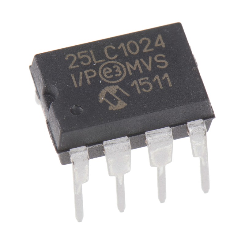 1 pcs - Microchip 25LC1024-I/P, 1Mbit Serial EEPROM Memory, 50ns 8-Pin PDIP Serial-SPI