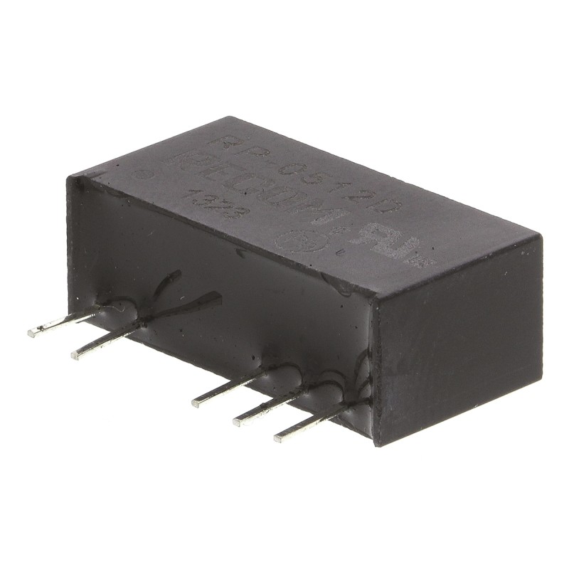1 pcs - Recom RP DC-DC Converter, ±12V dc/ ±42mA Output, 4.5 - 5.5 V dc Input, 1W, Through Hole, +85°C Max Temp -40°C
