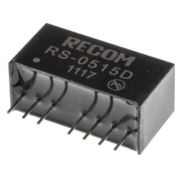 1 pcs - Recom RS DC-DC Converter, ±15V dc/ ±67mA Output, 4.5 - 9 V dc Input, 2W, Through Hole, +85°C Max Temp -40°C Min
