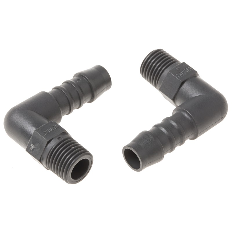5 pcs - RS PRO Hose Connector, Elbow Hose Tail Adaptor, BSP 1/4in 10mm ID