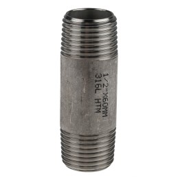 5 pcs - RS PRO Stainless Steel Pipe Fitting, Straight Circular Barrel Nipple, Male R 1/2in x Male R 1/2in