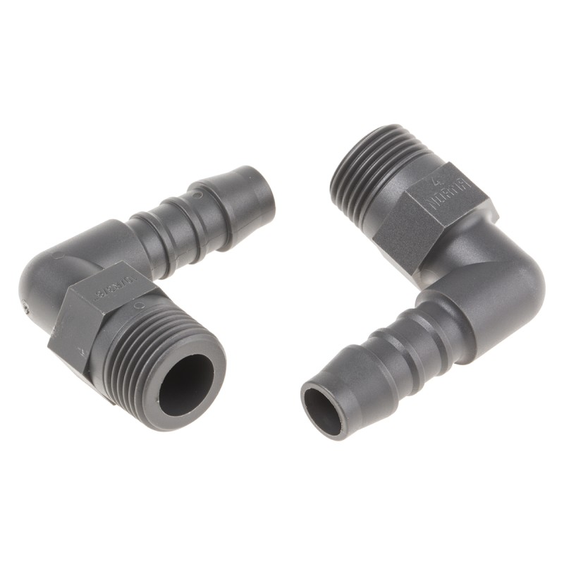 5 pcs - RS PRO Hose Connector, Elbow Hose Tail Adaptor, BSP 3/8in 10mm ID