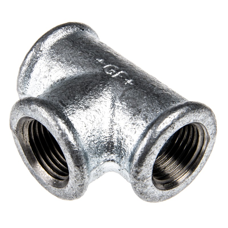 5 pcs - Georg Fischer Galvanised Malleable Iron Fitting Tee, Female BSPP 1/2in to Female BSPP 1/2in to Female BSPP 1/2in