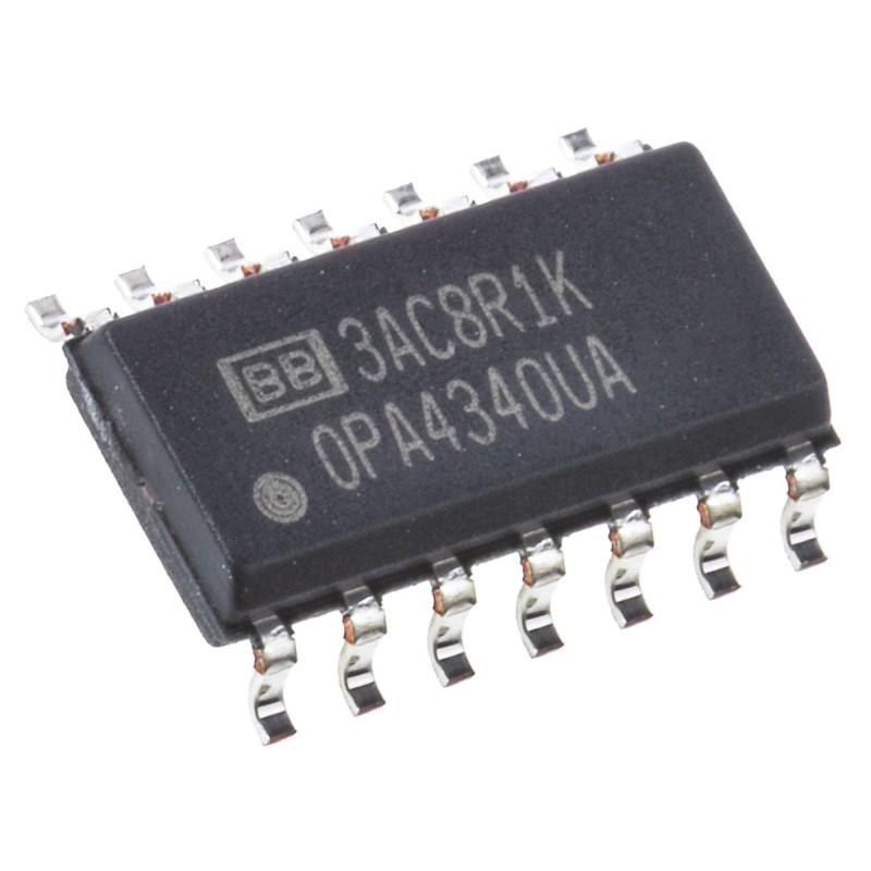 1 pcs - OPA4340UA Texas Instruments, Precision, Op Amp, RRIO, 5.5MHz, 3 V, 5 V, 14-Pin SOIC