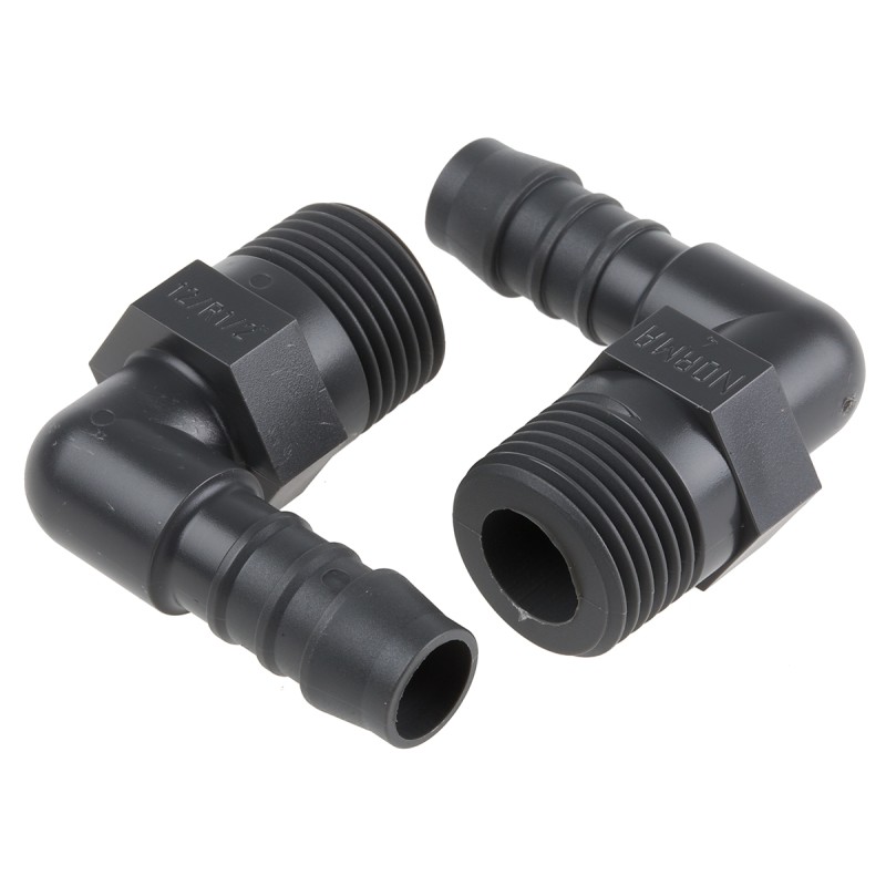 5 pcs - RS PRO Hose Connector, Elbow Hose Tail Adaptor, BSP 1/2in 12mm ID