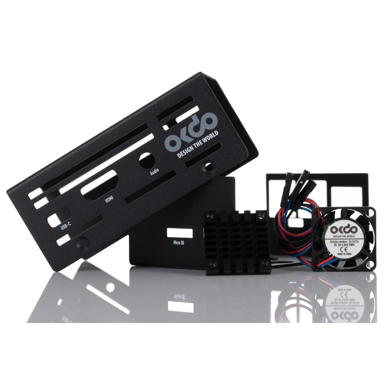 1 pcs - Okdo Metal ROCK SBC Case for use with ROCK 4 Model SE Single Board Computer, Black