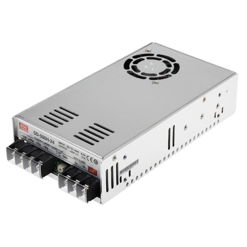 1 pcs - MEAN WELL DC-DC Converter, 24V dc/ 21A Output, 72 - 144 V dc Input, 500W, Chassis Mount, +60°C Max Temp -20°C
