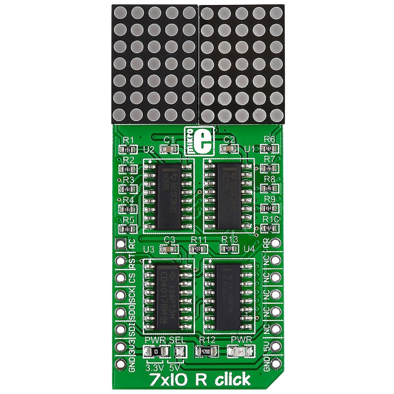 1 pcs - MikroElektronika MIKROE-1993, 7x10 R Click LED Matrix Display Add On Board With 74HC595