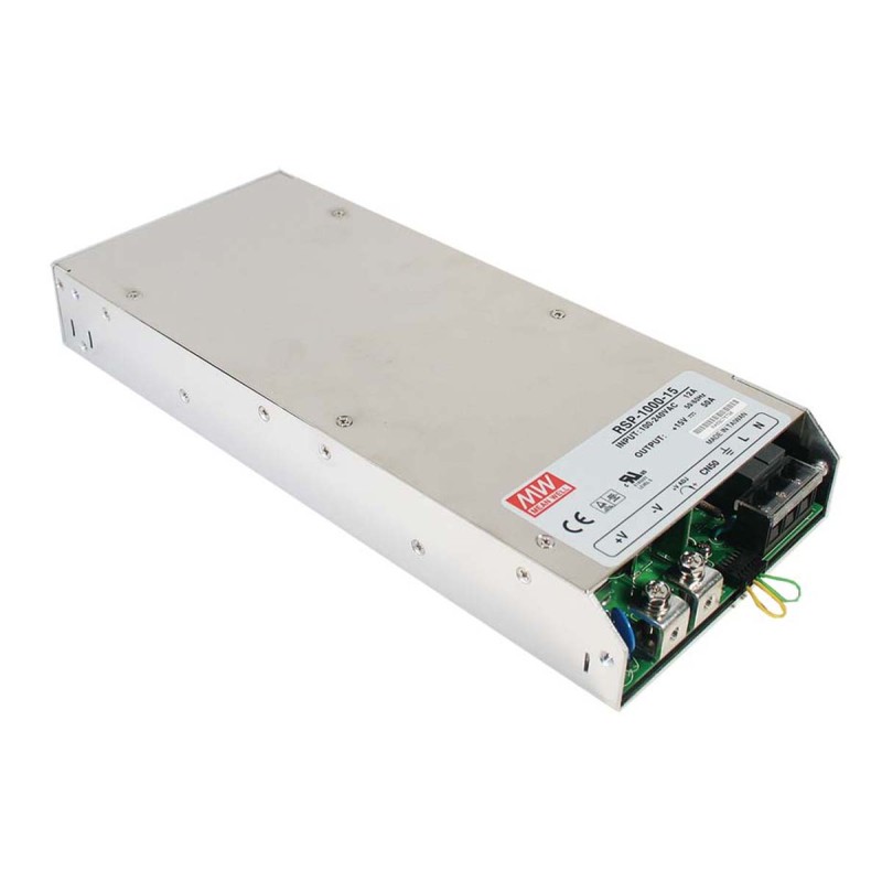 1 pcs - MEAN WELL Switching Power Supply, RSP-1000-15, 15V dc, 50A, 750W, 1 Output, 127 - 370 V dc, 90 - 264 V ac